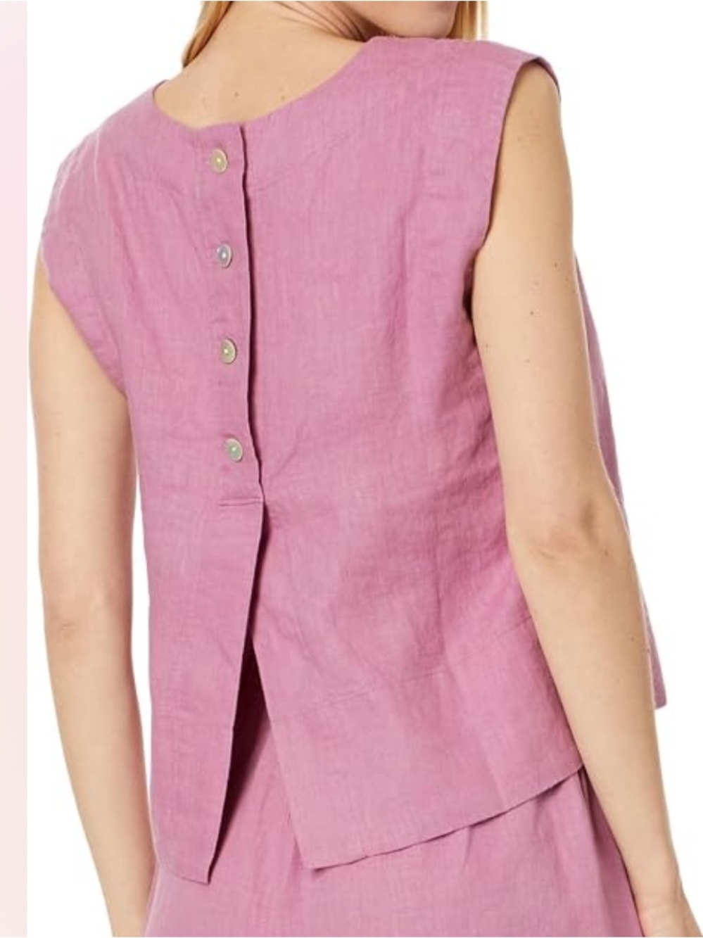 Madewell Bateau-Neck Tank 100% Linen Button-down Back Pink Size XS